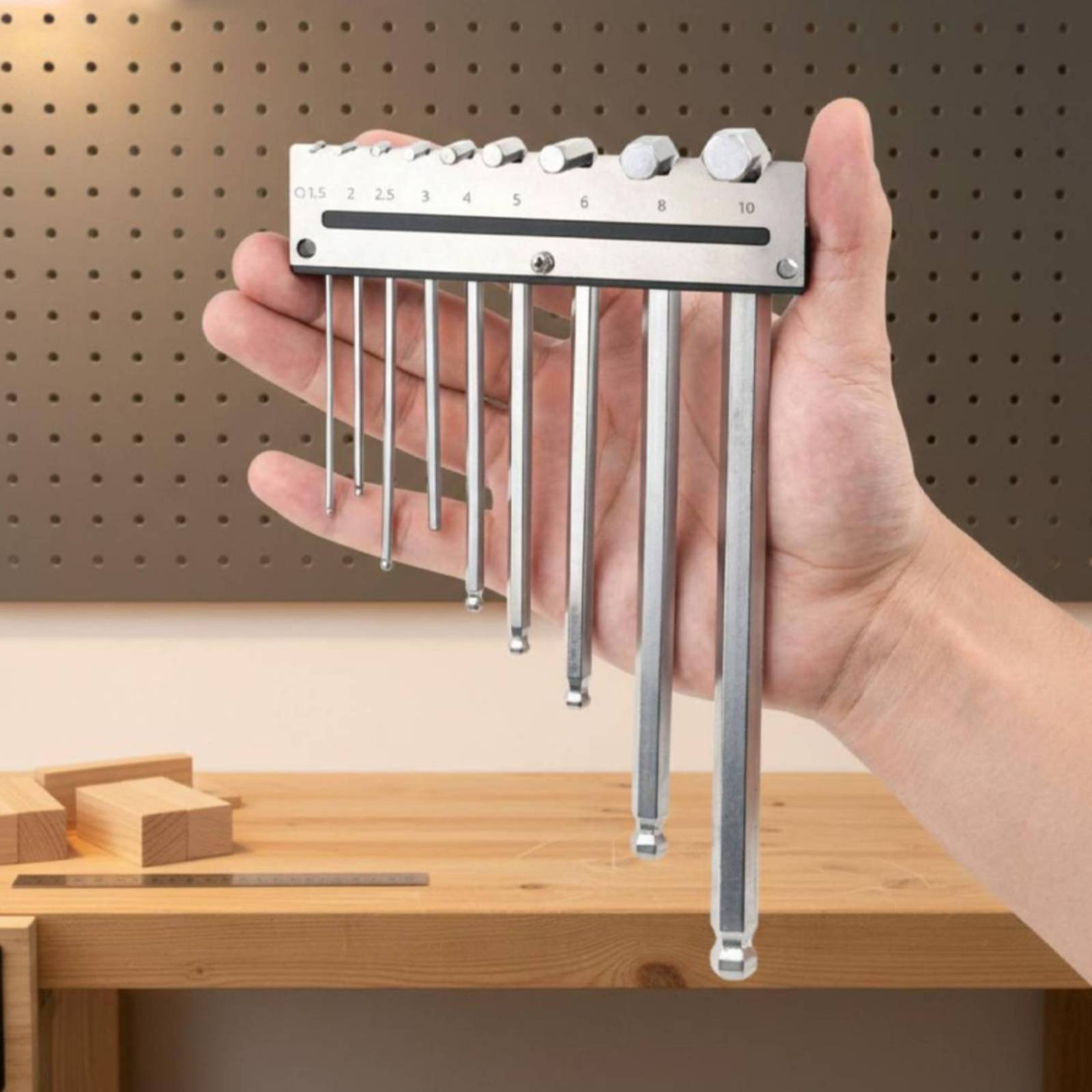 Workshop Tools Holder - Portachiavi esagonali da parete in metallo,