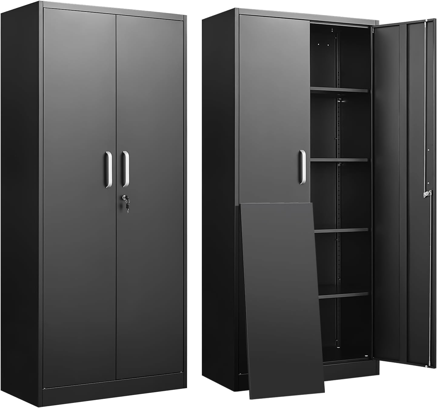 Tool Chest Cabinet - Armadio Metallico con Ripiani Regolabili, Nero,