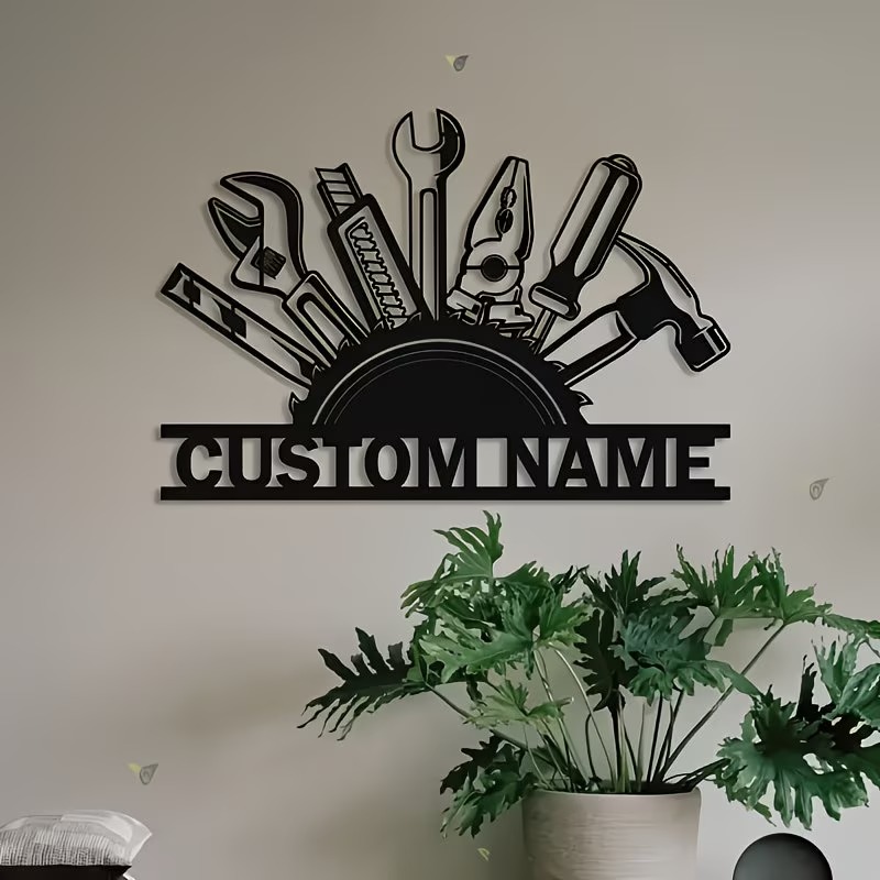 Workshop Tools And Names - Decorazione Murale in Metallo Personalizzata -