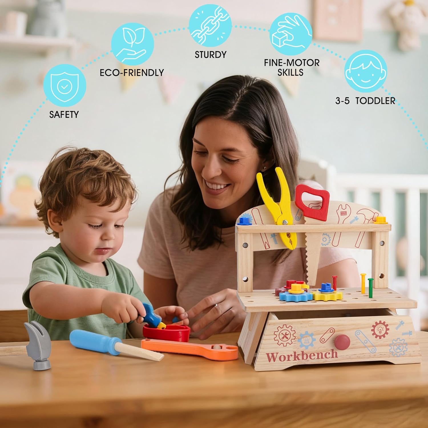 Panca per attrezzi in legno pe - Workshop Tools Toy recensione e prezzo